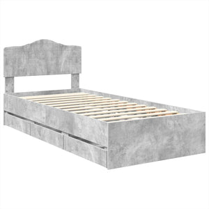 Σκελετός Κρεβατιού Σκυρόδεμα Γκρι 90 x 190 cm Μηχανήματος Ξύλο