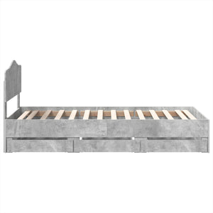 Σκελετός Κρεβατιού Σκυρόδεμα Γκρι 90 x 190 cm Μηχανήματος Ξύλο