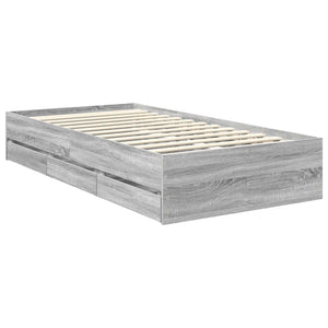 Σκελετός Κρεβατιού Γκρίζο Σονομα 90 x 190 cm Μηχανήματος Ξύλο