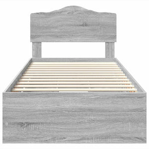 Σκελετός Κρεβατιού Γκρίζο Σονομα 90 x 190 cm Μηχανήματος Ξύλο
