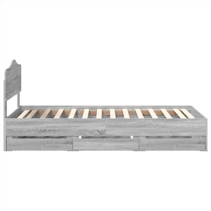 Σκελετός Κρεβατιού Γκρίζο Σονομα 90 x 190 cm Μηχανήματος Ξύλο