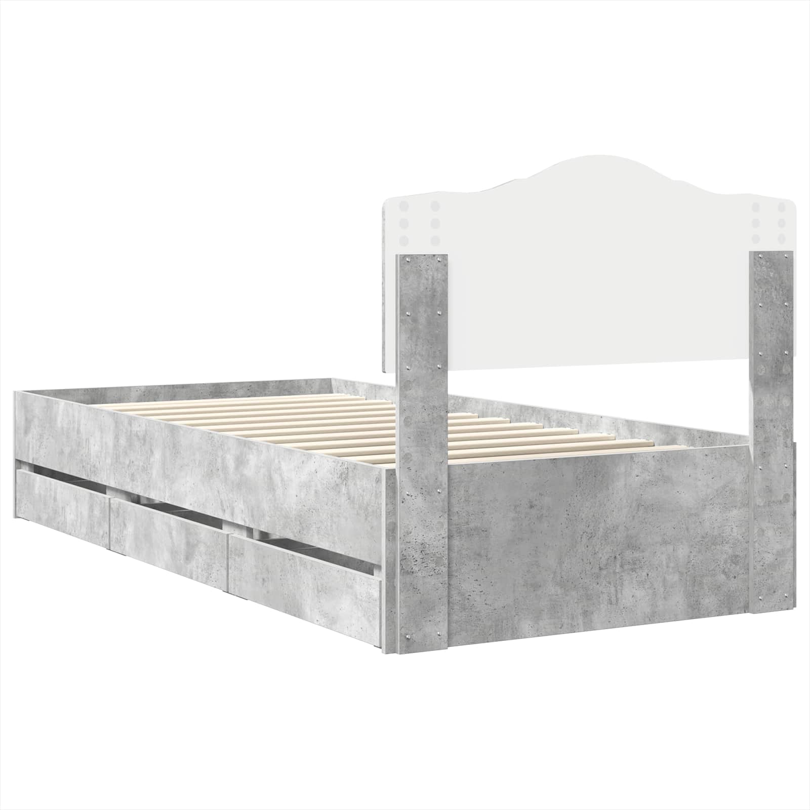 Σκελετός Κρεβατιού Σκυρόδεμα Γκρι 75 x 190 cm Μηχανήματος Ξύλο