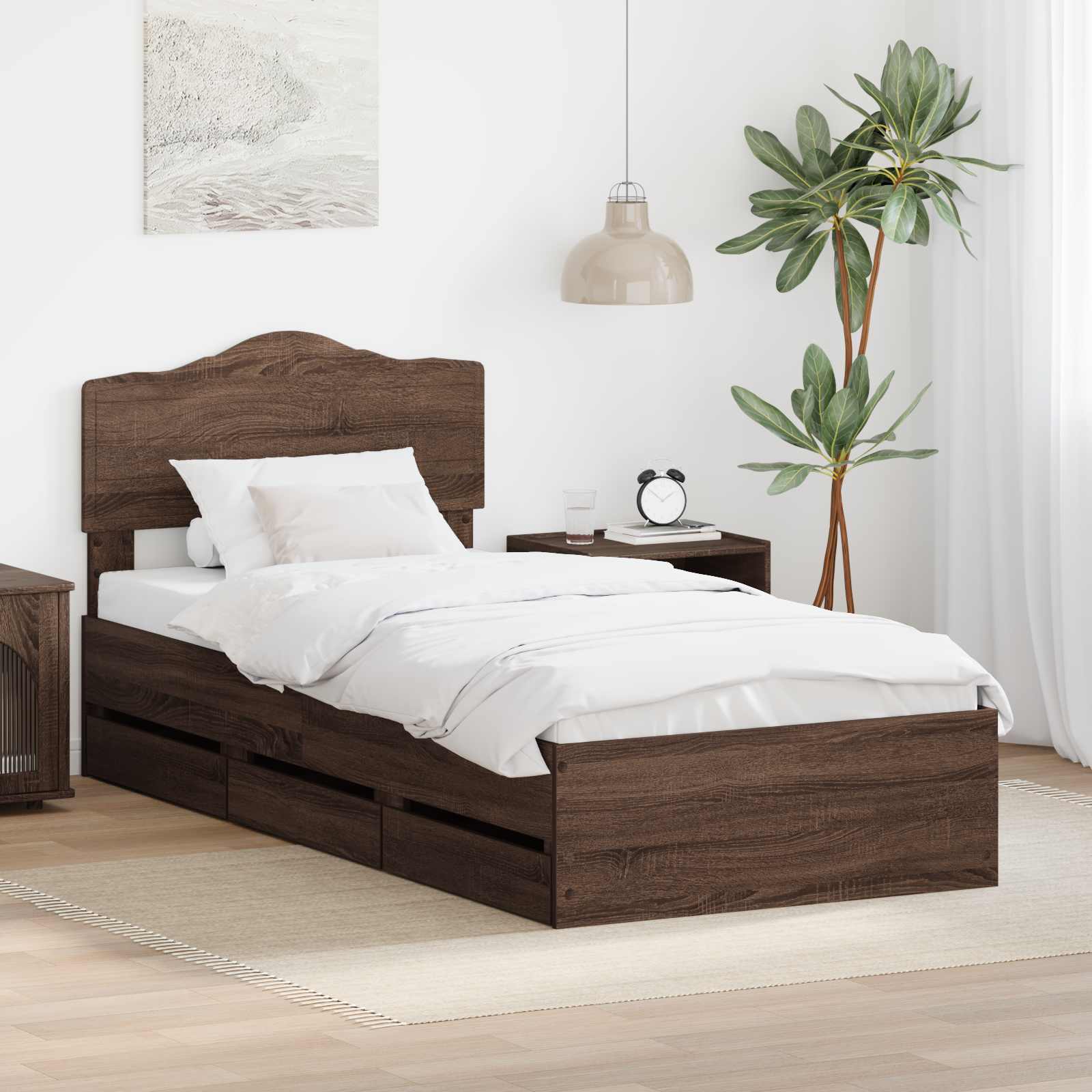 Σκελετός Κρεβατιού Καφέ δρυς 75 x 190 cm Μηχανήματος Ξύλο