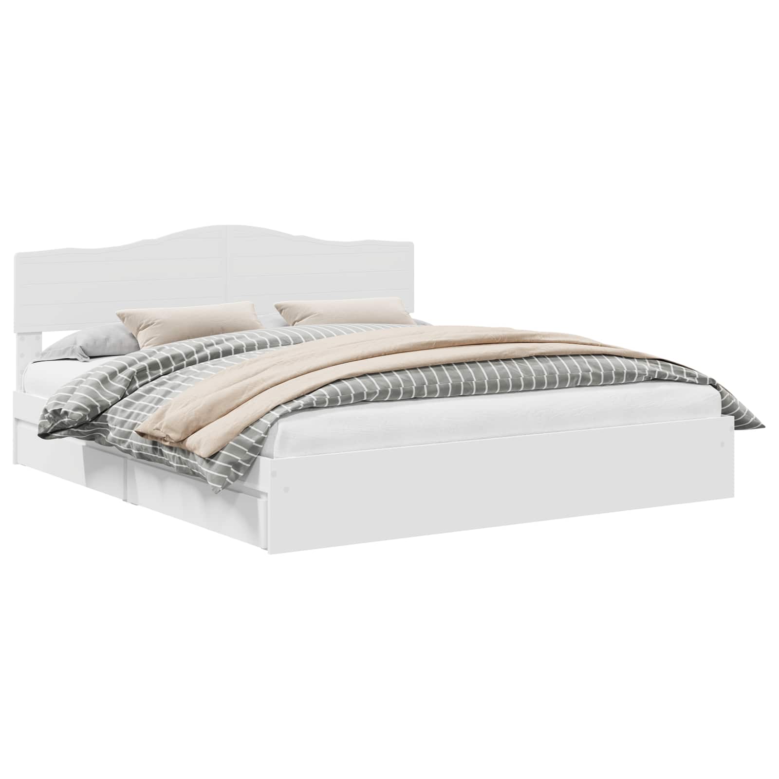 Κρεβάτι Αποθήκης Λευκό 200 x 200 cm Επεξεργασμένο ξύλο