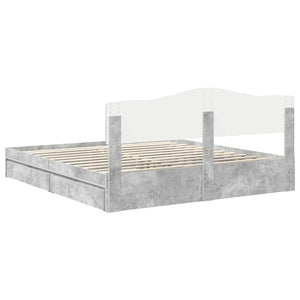 Κρεβάτι Αποθήκης Σκυρόδεμα Γκρι 200 x 200 cm Επεξεργασμένο Ξύλο