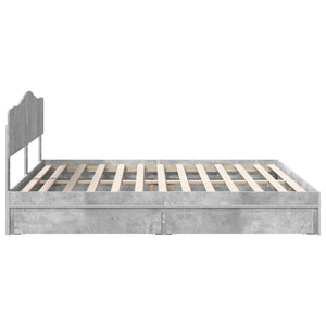 Κρεβάτι Αποθήκης Σκυρόδεμα Γκρι 200 x 200 cm Επεξεργασμένο Ξύλο