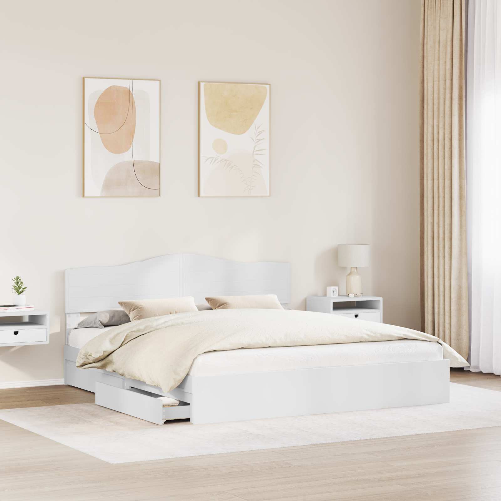 Κρεβάτι Αποθήκης Λευκό 180 x 200 cm Επεξεργασμένο ξύλο
