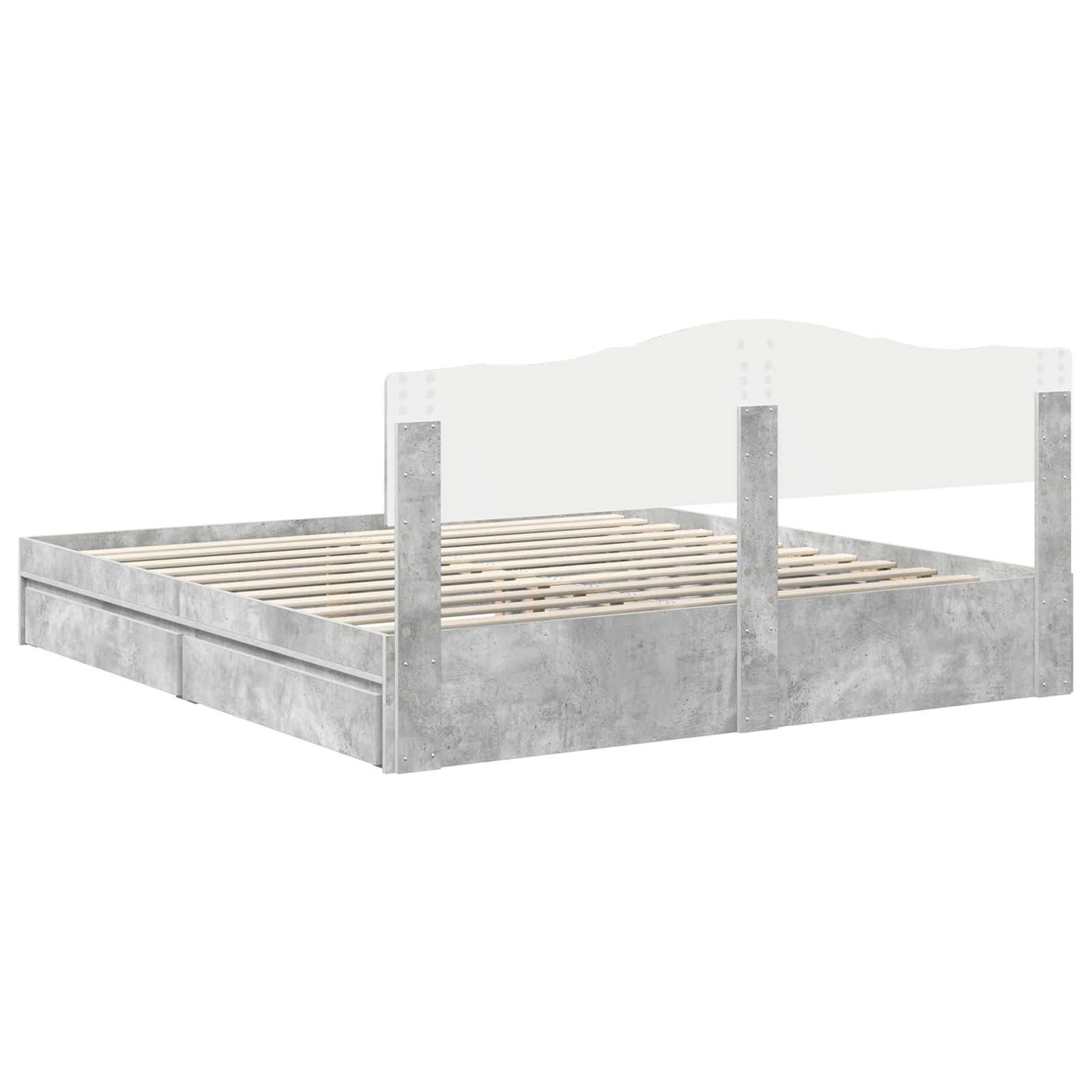 Κρεβάτι Αποθήκης Σκυρόδεμα Γκρι 180 x 200 cm Επεξεργασμένο ξύλο - Pakobazaar