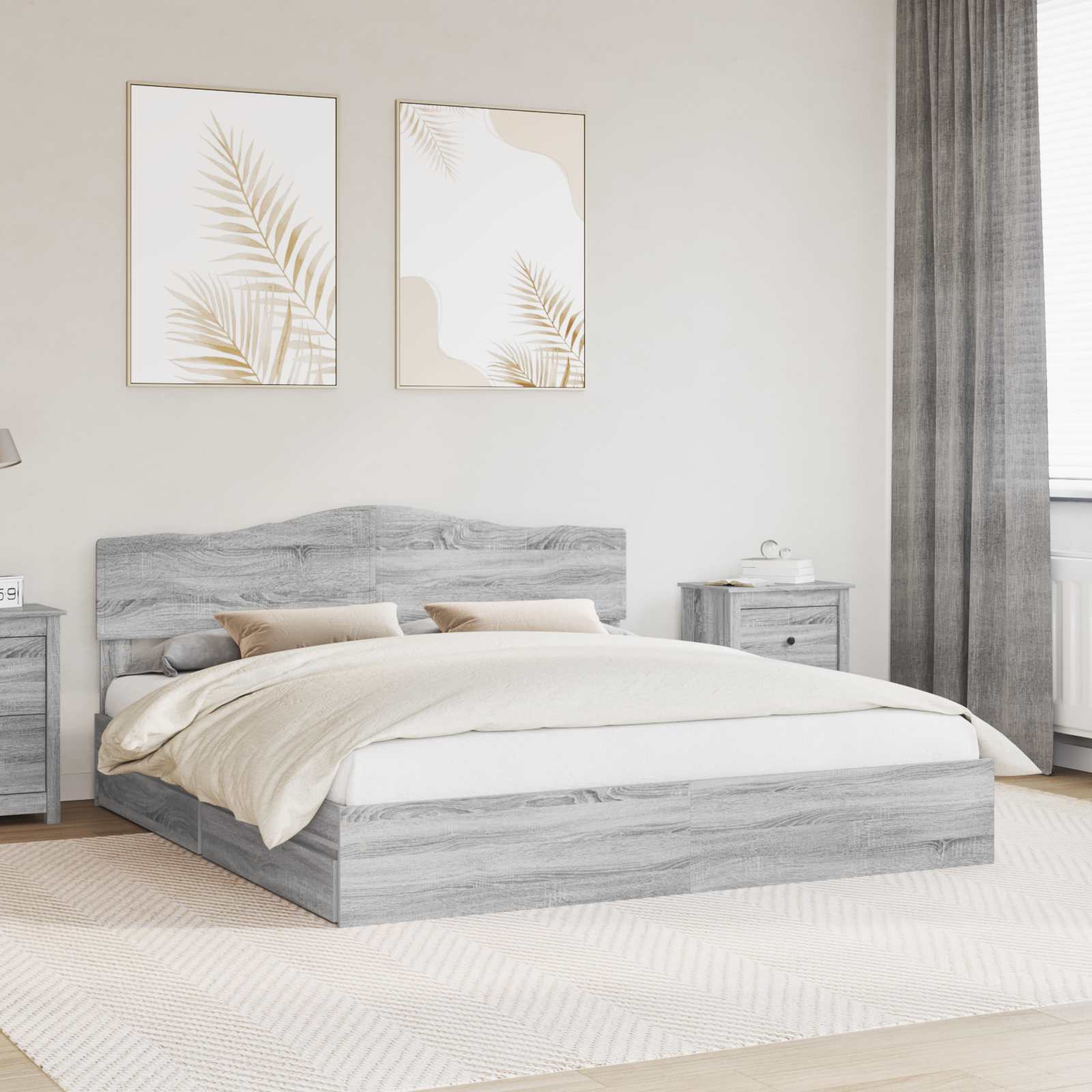 Κρεβάτι Αποθήκης Γκρίζο Σονομα 180 x 200 cm Επεξεργασμένο ξύλο