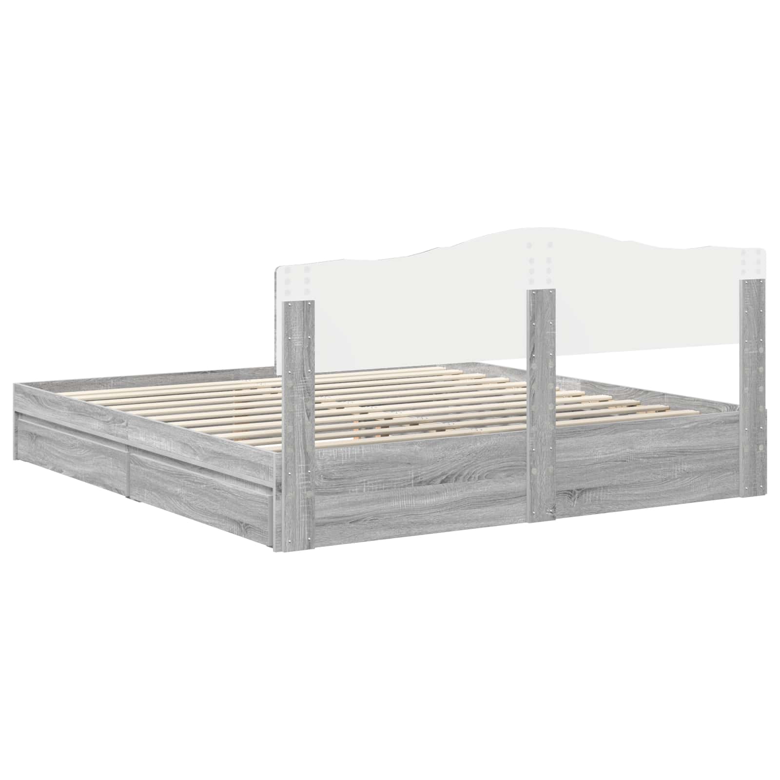 Κρεβάτι Αποθήκης Γκρίζο Σονομα 180 x 200 cm Επεξεργασμένο ξύλο
