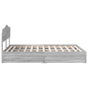 Κρεβάτι Αποθήκης Γκρίζο Σονομα 160 x 200 cm Επεξεργασμένο Ξύλο