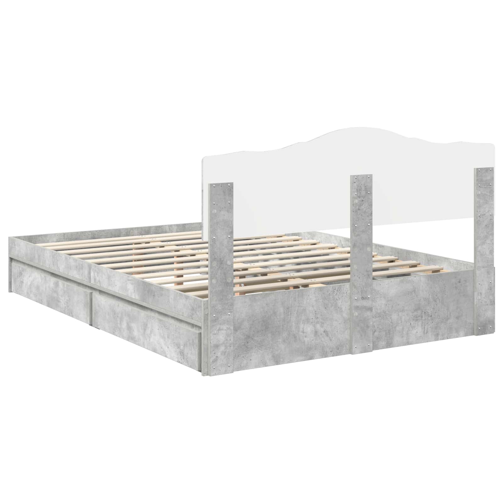 Κρεβάτι Αποθήκης Σκυρόδεμα Γκρι 150 x 200 cm Επεξεργασμένο ξύλο