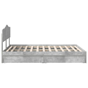 Κρεβάτι Αποθήκης Σκυρόδεμα Γκρι 150 x 200 cm Επεξεργασμένο Ξύλο
