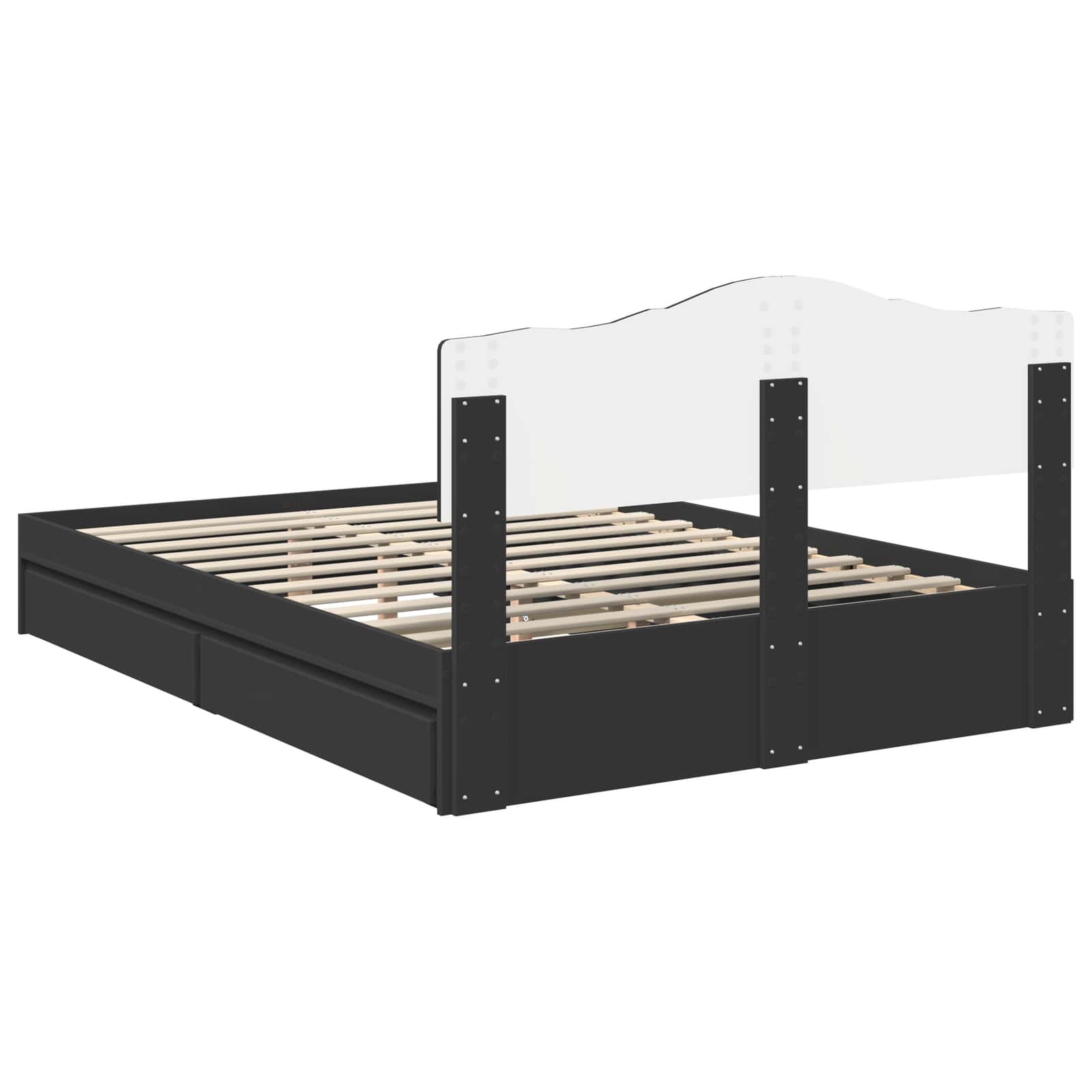 Κρεβάτι Αποθήκης Μαύρο 140 x 190 cm Επεξεργασμένο Ξύλο - Pakobazaar