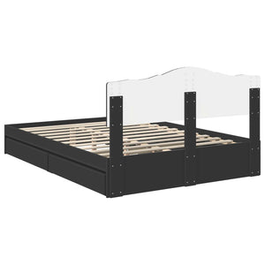 Κρεβάτι Αποθήκης Μαύρο 140 x 190 cm Επεξεργασμένο Ξύλο - Pakobazaar