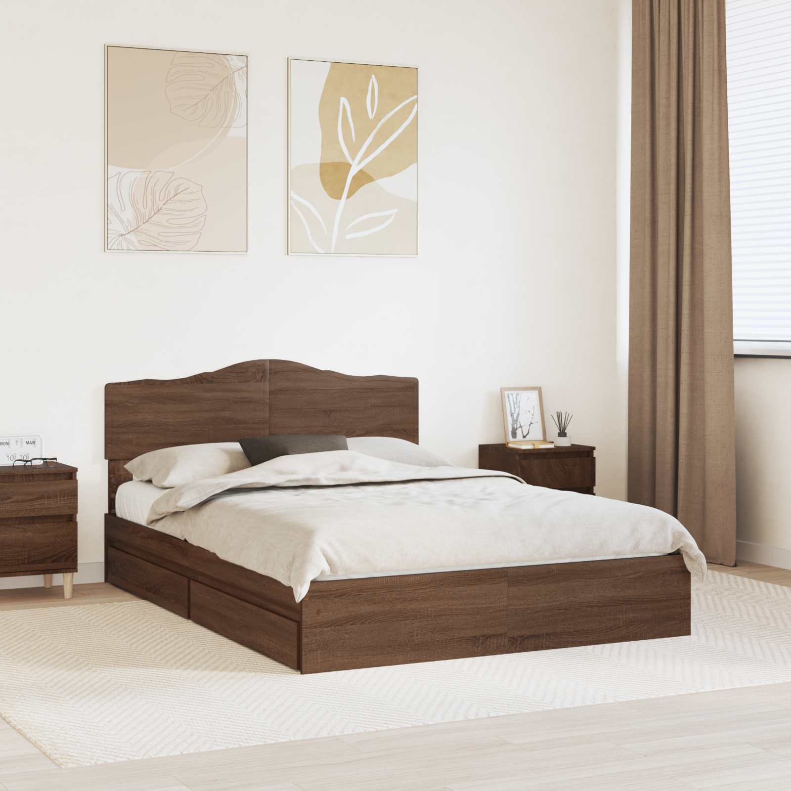 Κρεβάτι Αποθήκης Καφέ δρυς 140 x 190 cm Επεξεργασμένο Ξύλο - Pakobazaar
