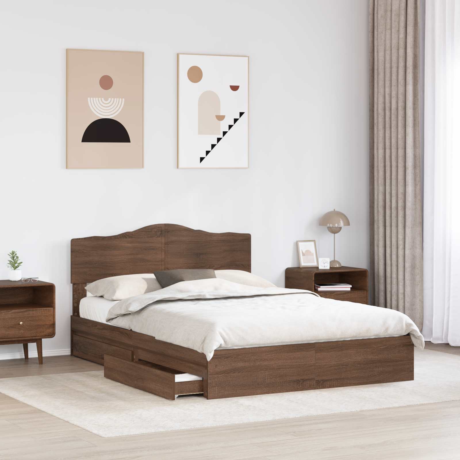 Κρεβάτι Αποθήκης Καφέ δρυς 140 x 190 cm Επεξεργασμένο Ξύλο - Pakobazaar