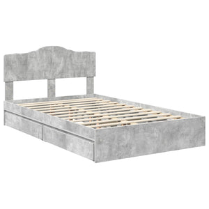 Κρεβάτι Αποθήκης Σκυρόδεμα Γκρι 135 x 190 cm Επεξεργασμένο Ξύλο