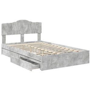 Κρεβάτι Αποθήκης Σκυρόδεμα Γκρι 135 x 190 cm Επεξεργασμένο Ξύλο