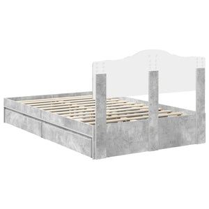 Κρεβάτι Αποθήκης Σκυρόδεμα Γκρι 135 x 190 cm Επεξεργασμένο Ξύλο