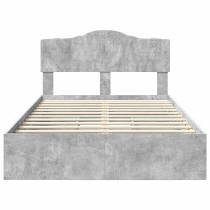 Κρεβάτι Αποθήκης Σκυρόδεμα Γκρι 135 x 190 cm Επεξεργασμένο Ξύλο