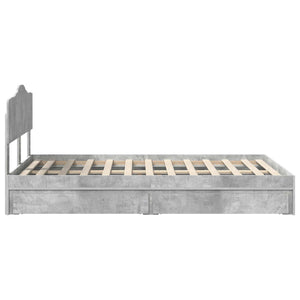 Κρεβάτι Αποθήκης Σκυρόδεμα Γκρι 135 x 190 cm Επεξεργασμένο Ξύλο