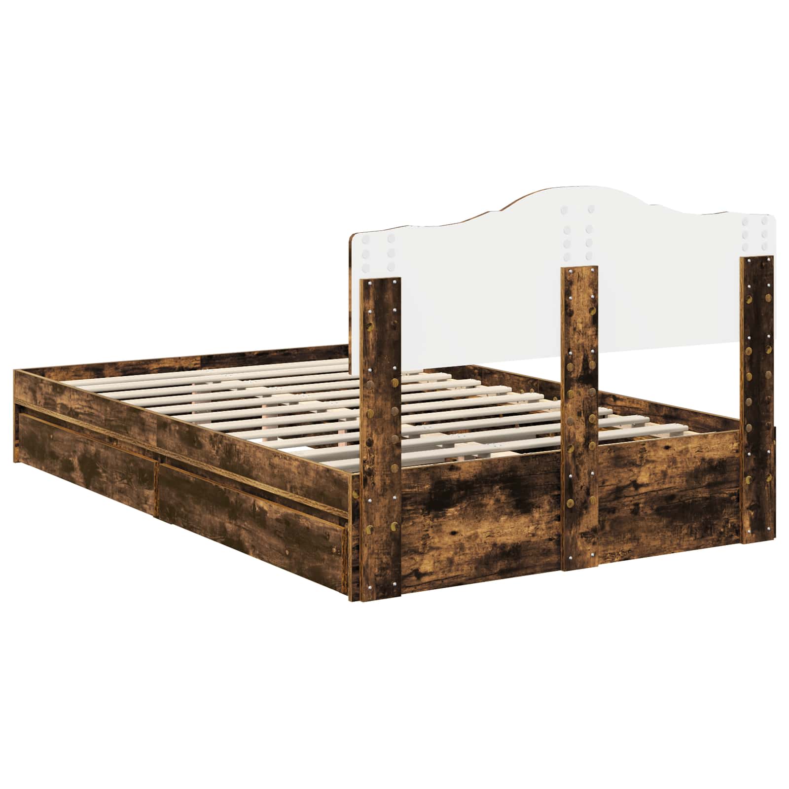 Κρεβάτι Αποθήκης Καπνιστό Δρύς 135 x 190 cm Επεξεργασμένο ξύλο