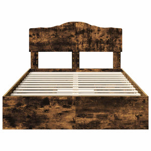 Κρεβάτι Αποθήκης Καπνιστό Δρύς 135 x 190 cm Επεξεργασμένο Ξύλο