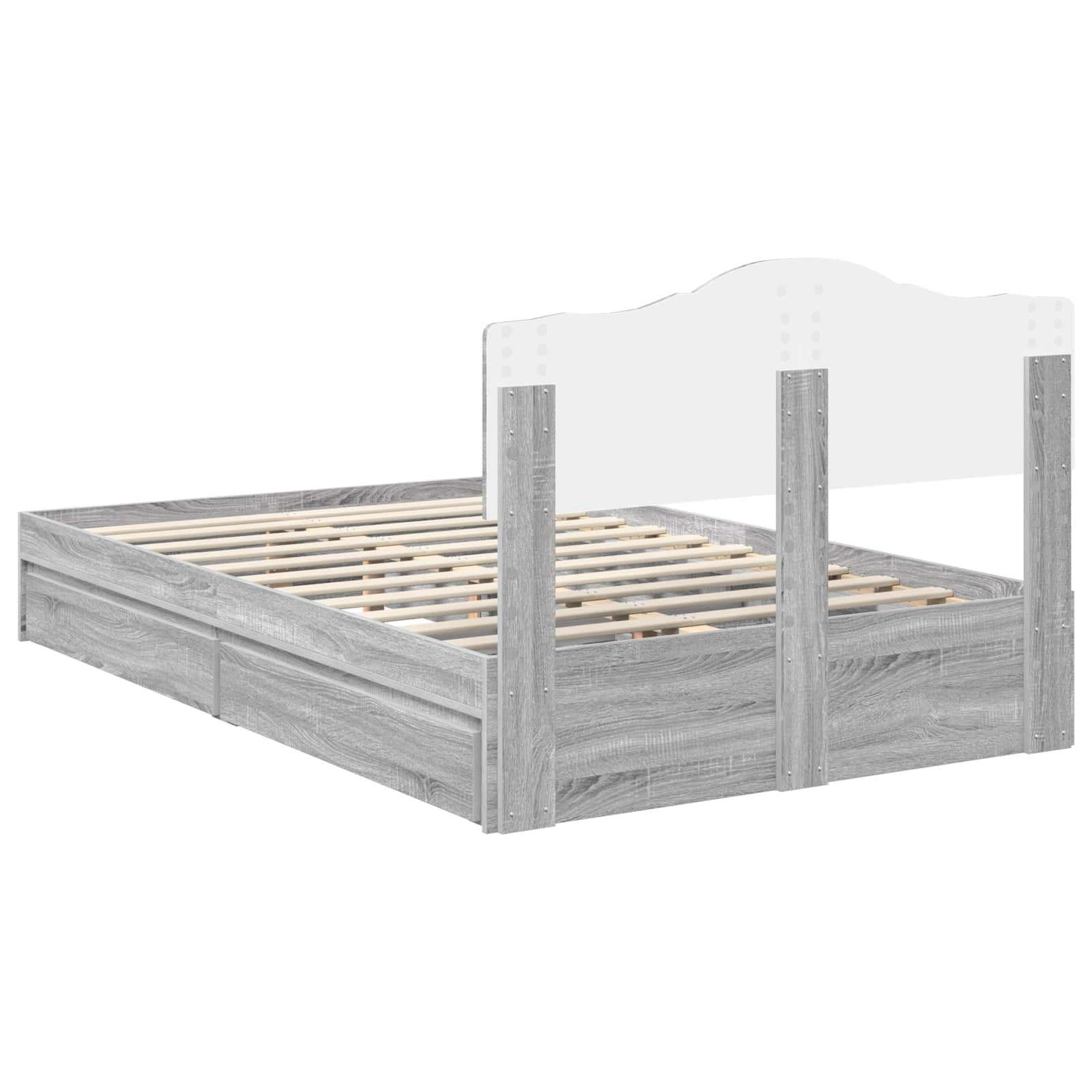 Κρεβάτι Αποθήκης Γκρίζο Σονομα 135 x 190 cm Επεξεργασμένο ξύλο