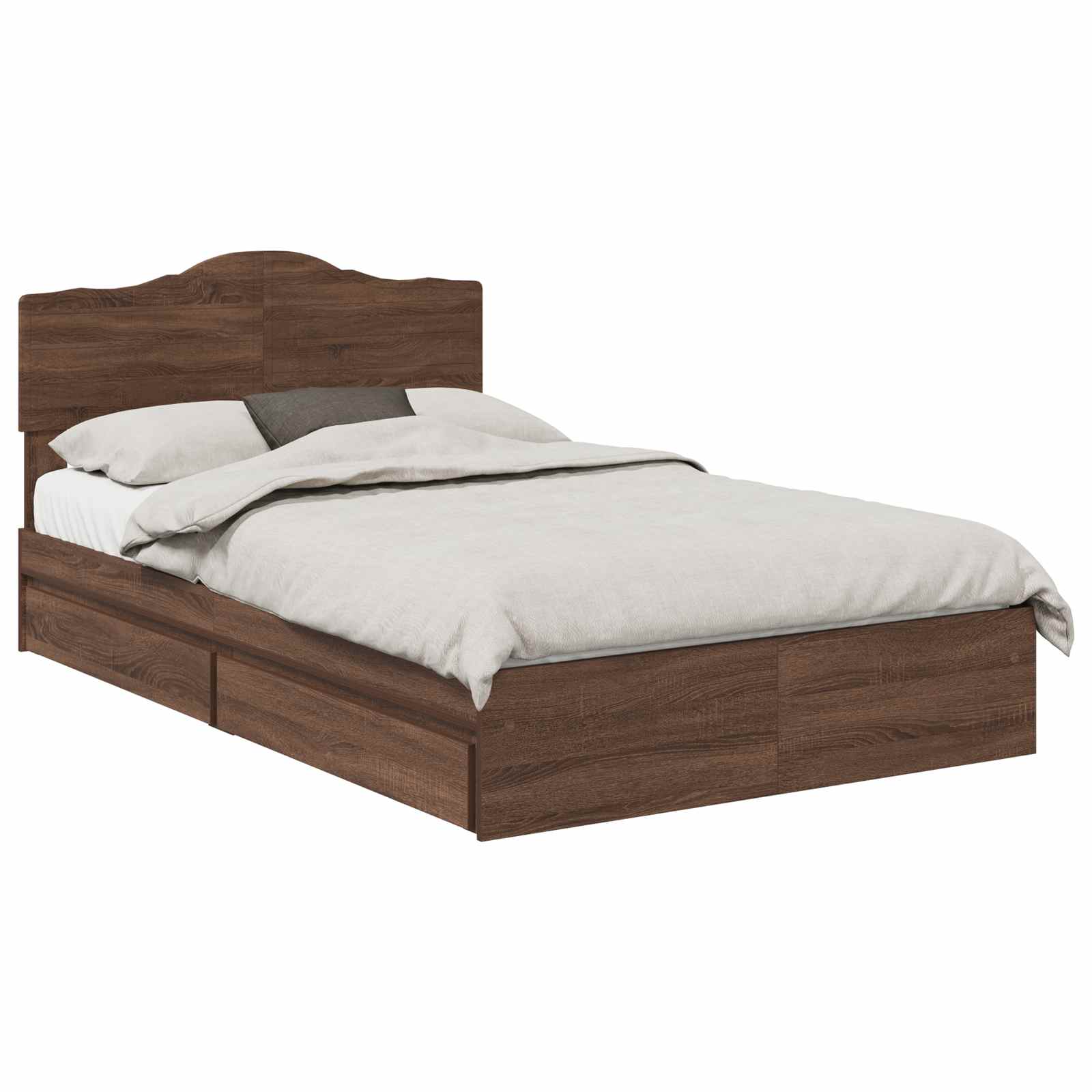 Κρεβάτι Αποθήκης Καφέ δρυς 135 x 190 cm Επεξεργασμένο Ξύλο