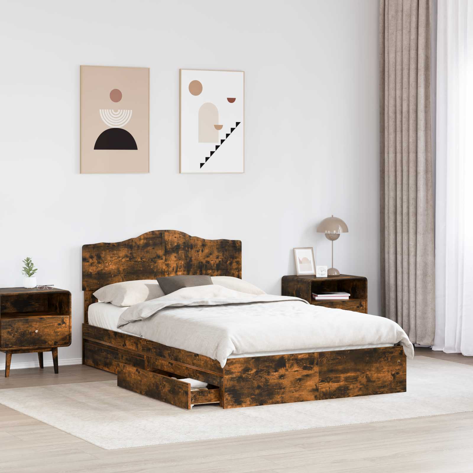 Κρεβάτι Αποθήκης Καπνιστό Δρύς 120 x 200 cm Επεξεργασμένο ξύλο - Pakobazaar
