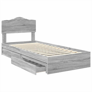 Κρεβάτι Αποθήκης Γκρίζο Σονομα 70 x 190 cm Επεξεργασμένο Ξύλο