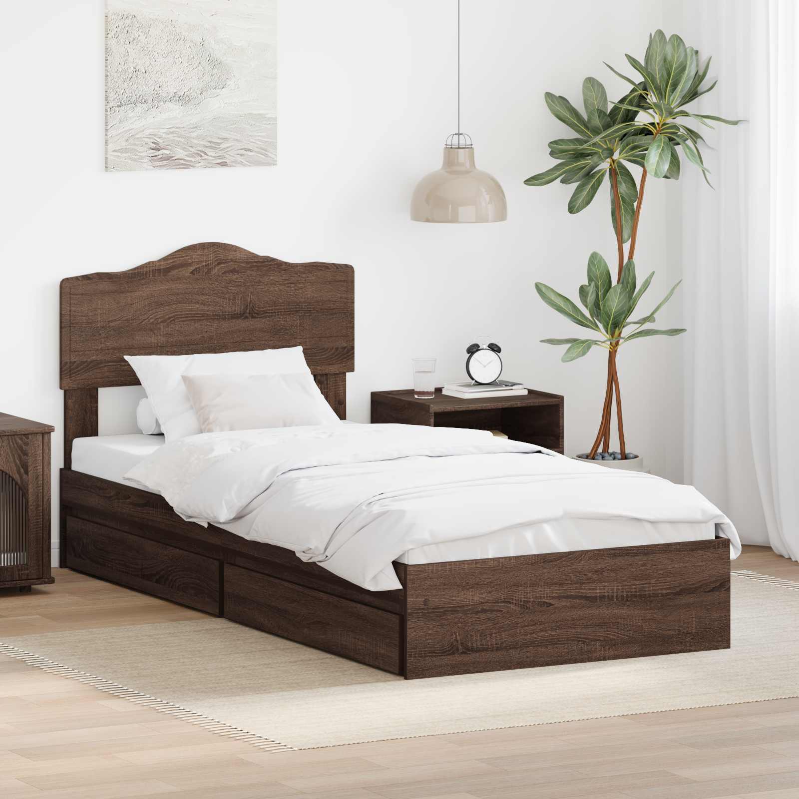 Κρεβάτι Αποθήκης Καφέ δρυς 70 x 190 cm Επεξεργασμένο ξύλο