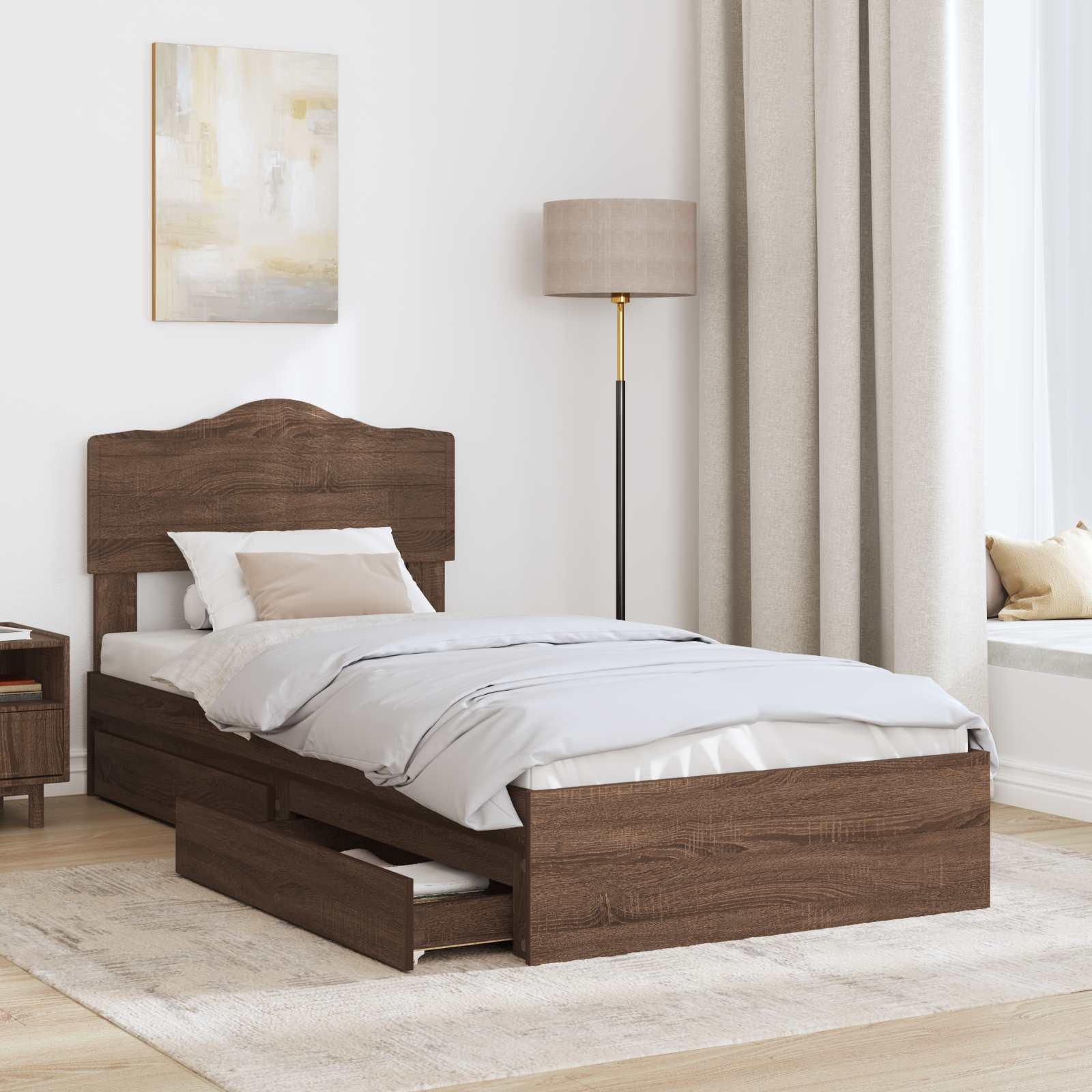Κρεβάτι Αποθήκης Καφέ δρυς 70 x 190 cm Επεξεργασμένο ξύλο