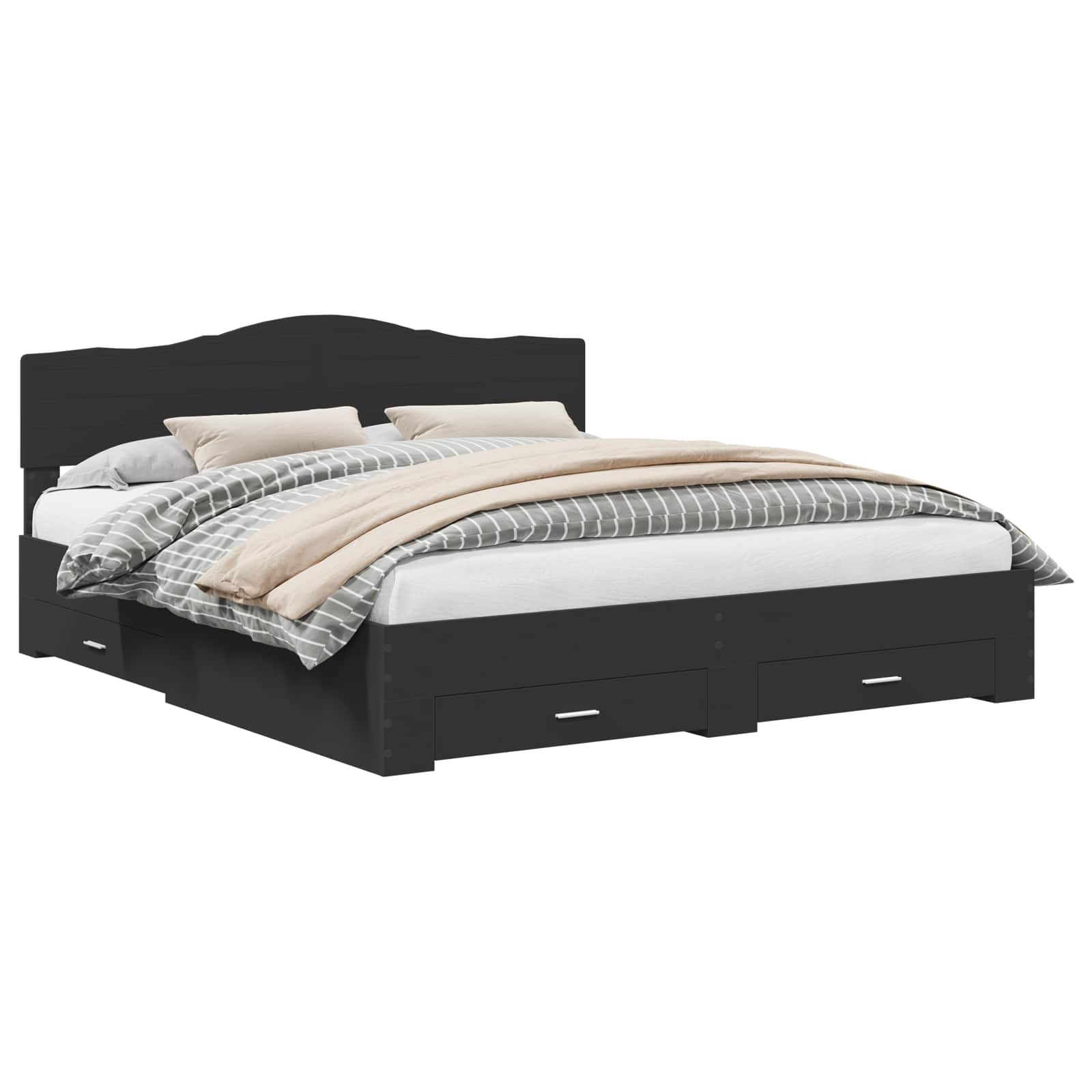 Σκελετός Κρεβατιού Μαύρο 200 x 200 cm Επεξεργασμένο ξύλο