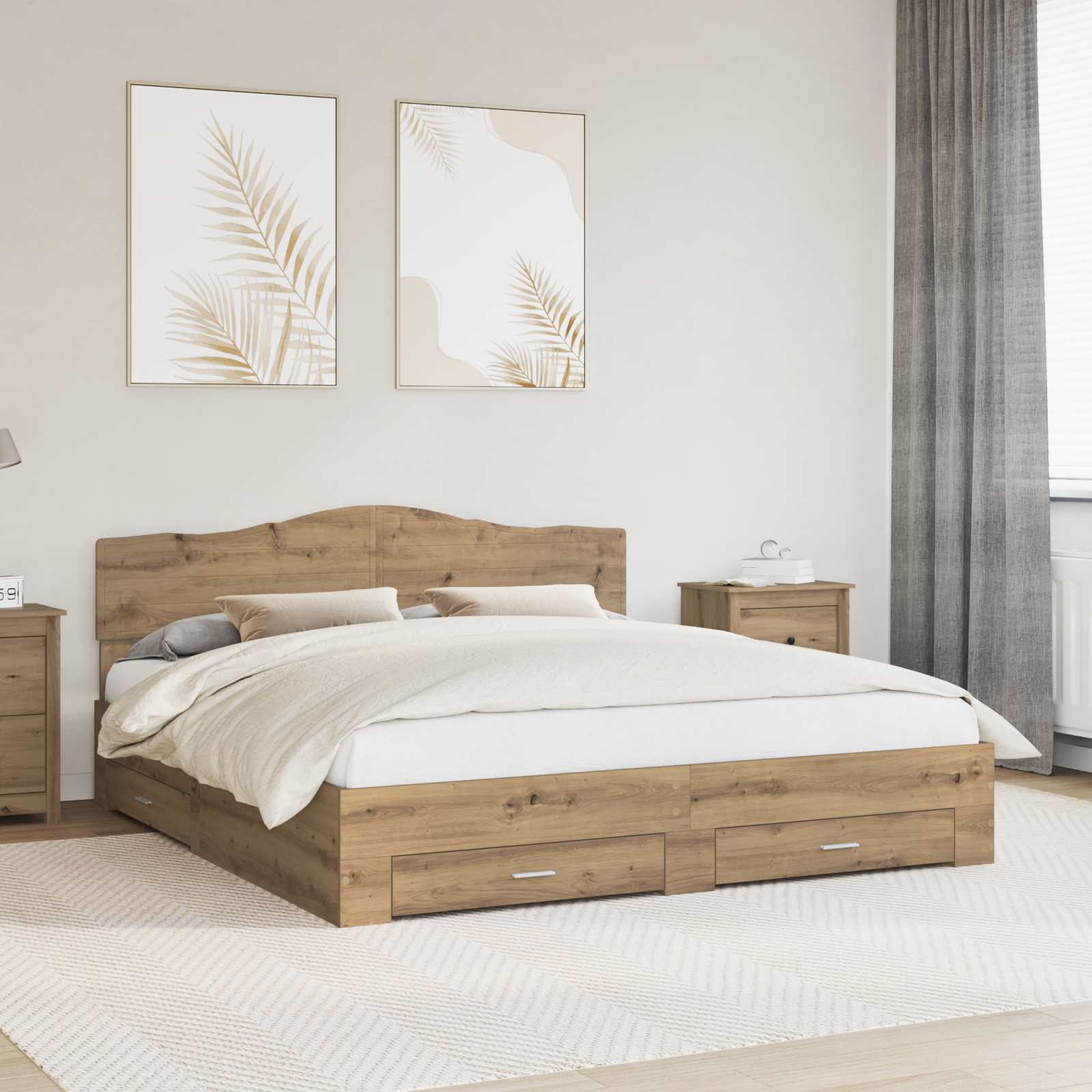 Σκελετός Κρεβατιού Artisan Oak 180 x 200 cm Επεξεργασμένο Ξύλο - Pakobazaar