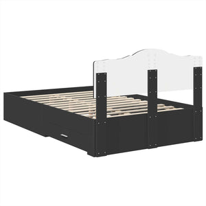 Σκελετός Κρεβατιού Μαύρο 135 x 190 cm Επεξεργασμένο Ξύλο