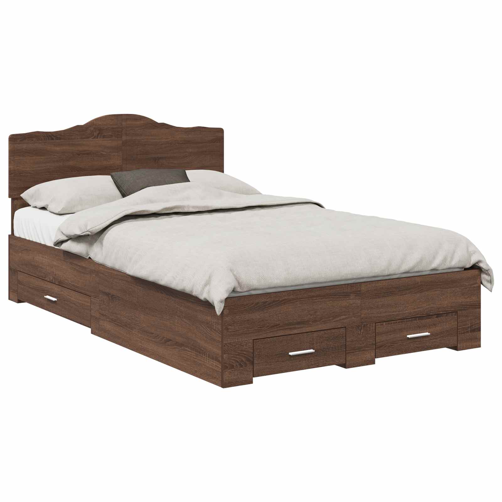 Σκελετός Κρεβατιού Καφέ δρυς 135 x 190 cm Επεξεργασμένο Ξύλο