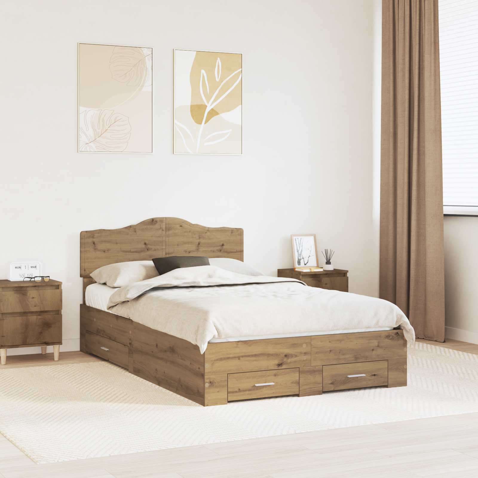 Σκελετός Κρεβατιού Artisan Oak 120 x 200 cm Επεξεργασμένο ξύλο - Pakobazaar