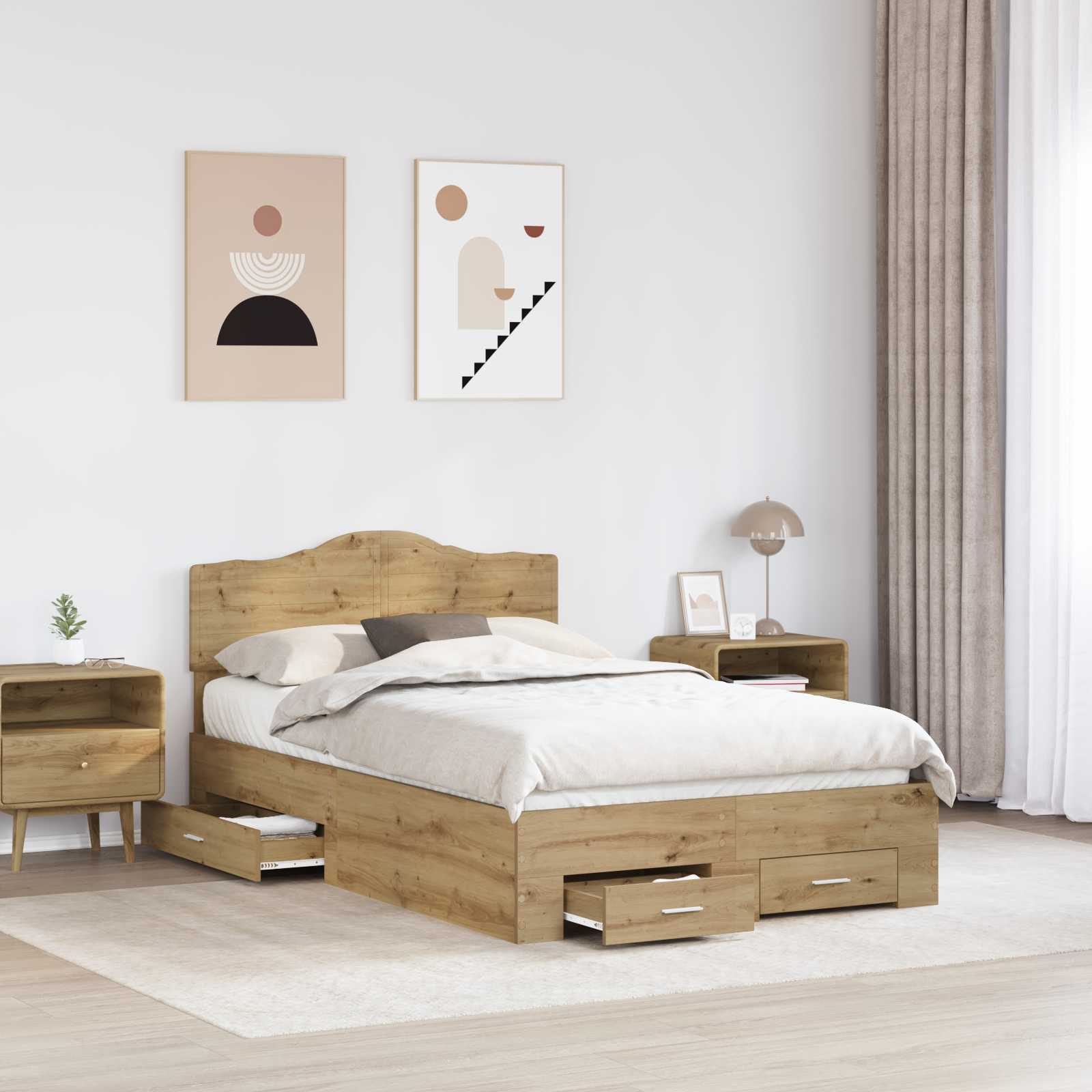 Σκελετός Κρεβατιού Artisan Oak 120 x 200 cm Επεξεργασμένο ξύλο - Pakobazaar