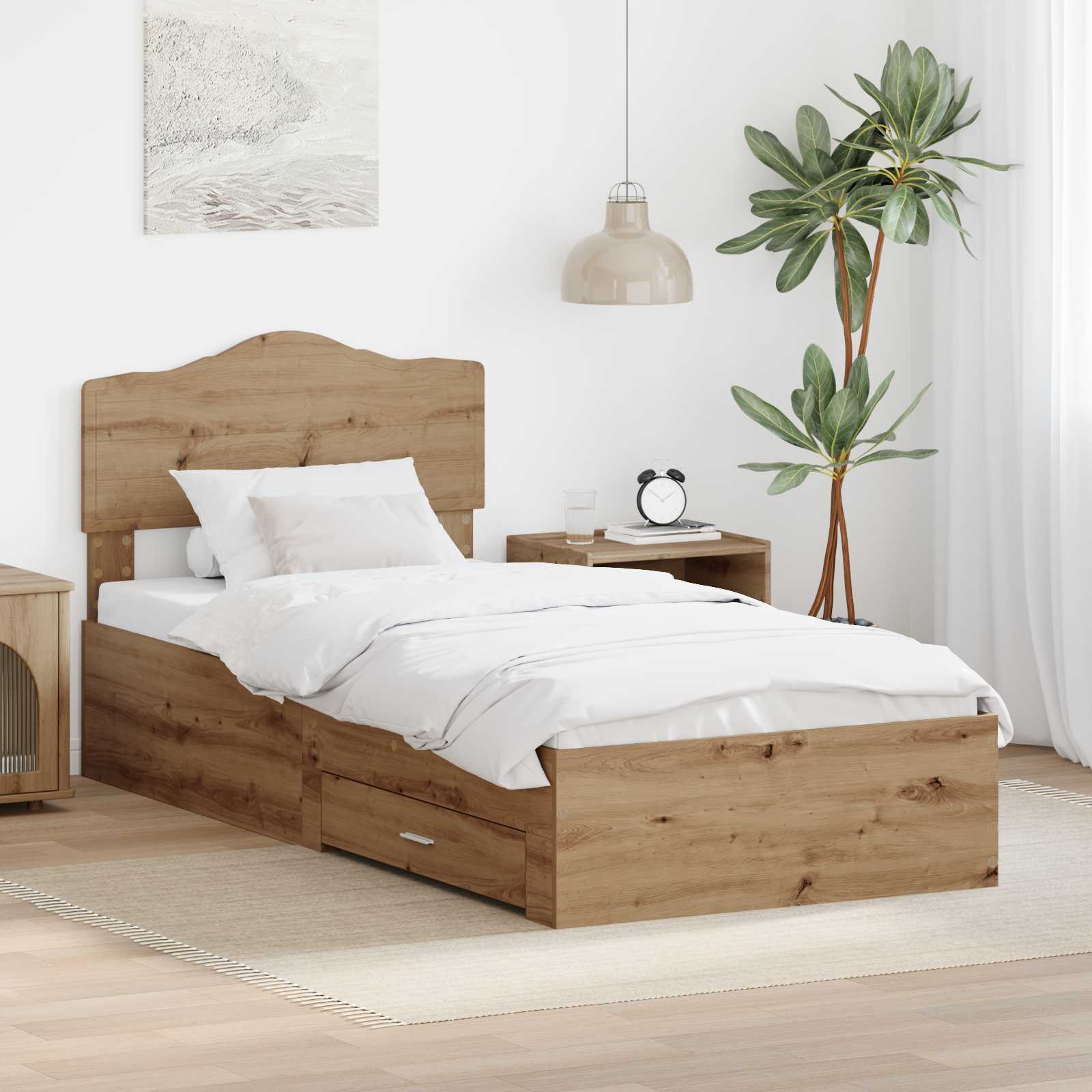 Σκελετός Κρεβατιού Artisan Oak 90 x 200 cm Επεξεργασμένο ξύλο