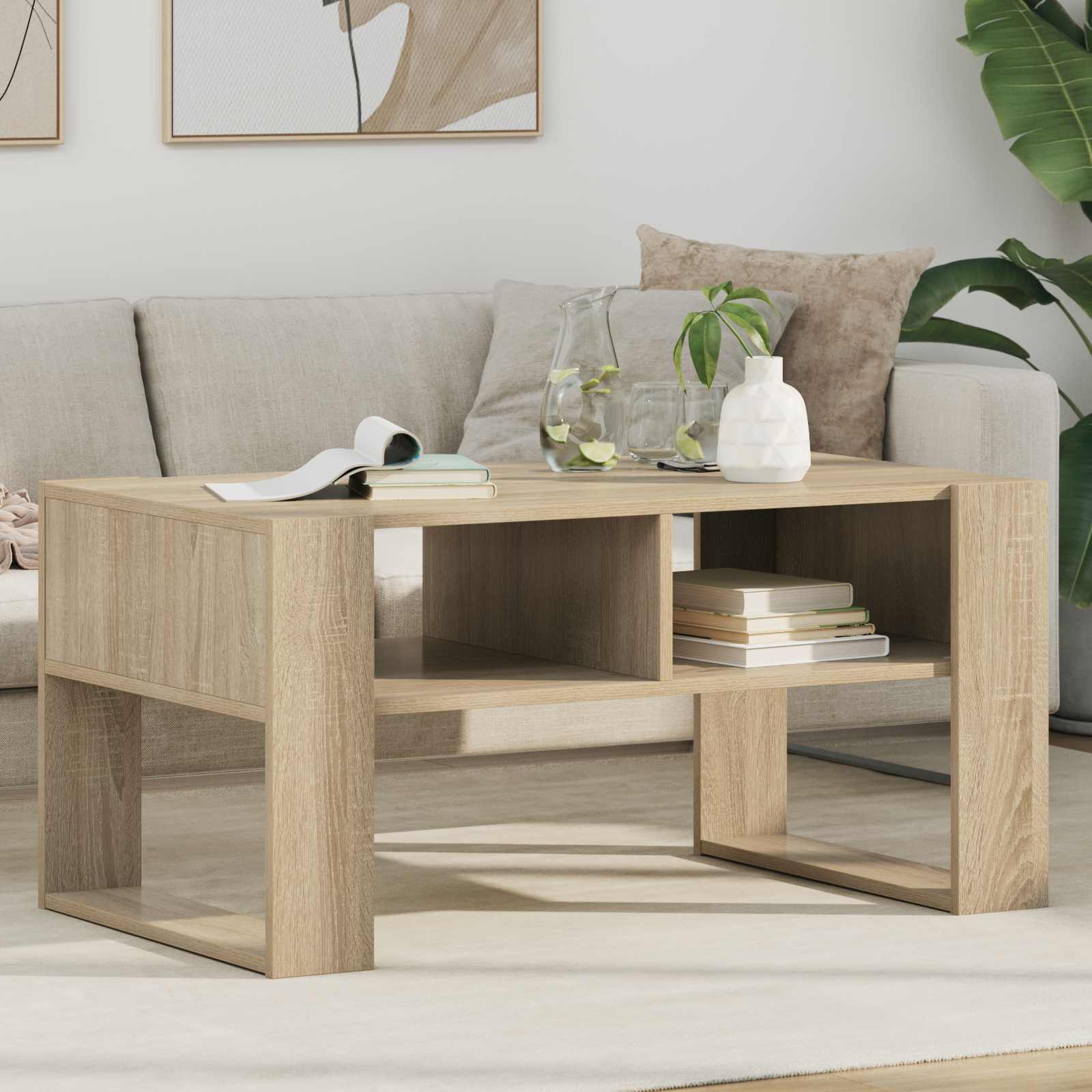 Τραπεζάκι σαλονιού με αποθήκευση Δρύς Sonoma 92 x 53 x 45 εκ. - Pakobazaar