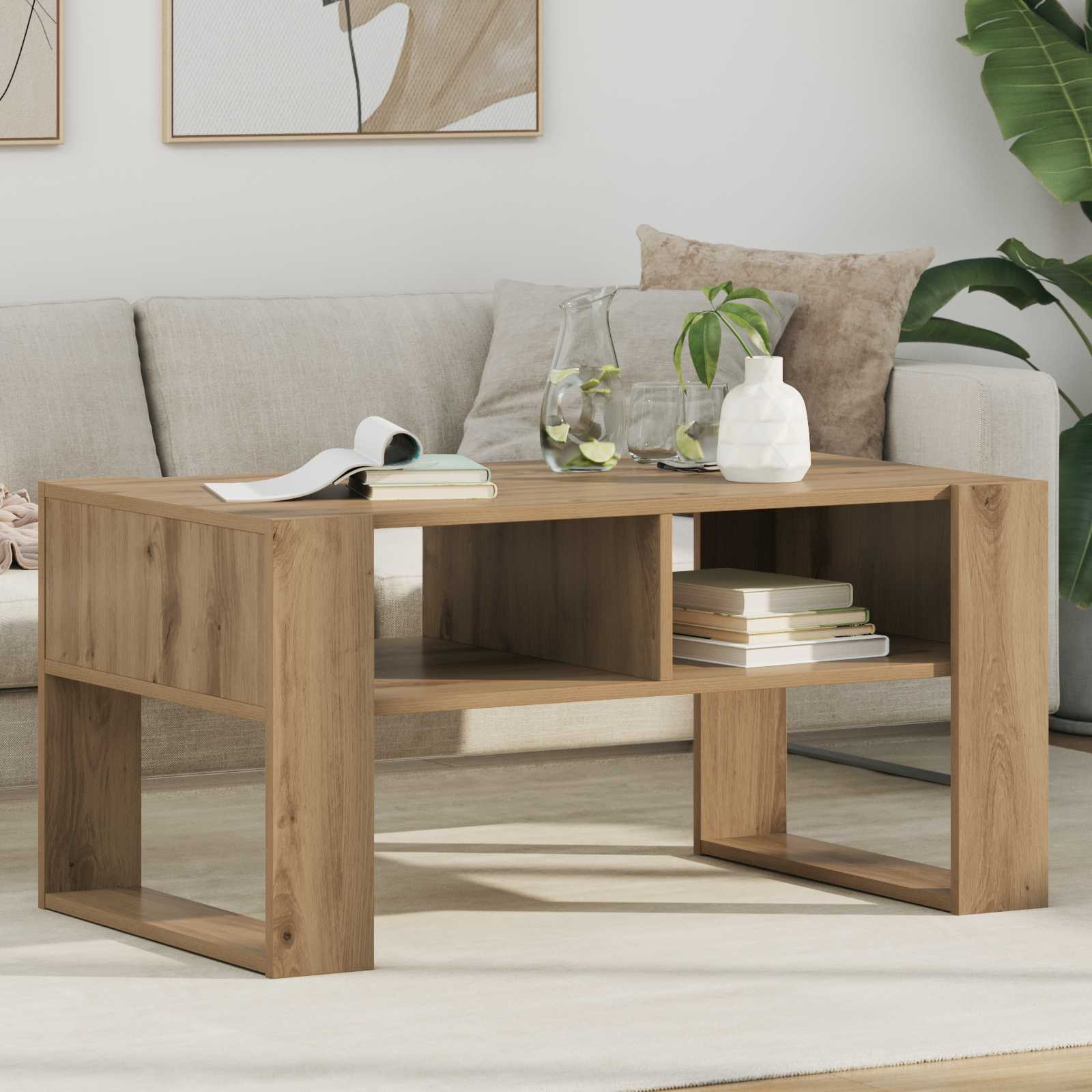 Τραπεζάκι σαλονιού με αποθήκευση Artisan Oak 92 x 53 x 45 εκ. - Pakobazaar