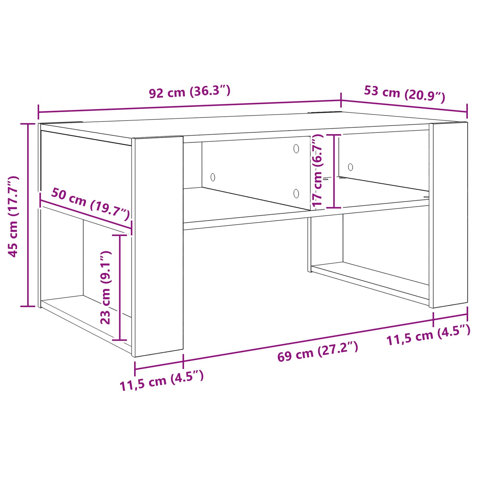 Τραπεζάκι σαλονιού με αποθήκευση Artisan Oak 92 x 53 x 45 εκ. - Pakobazaar