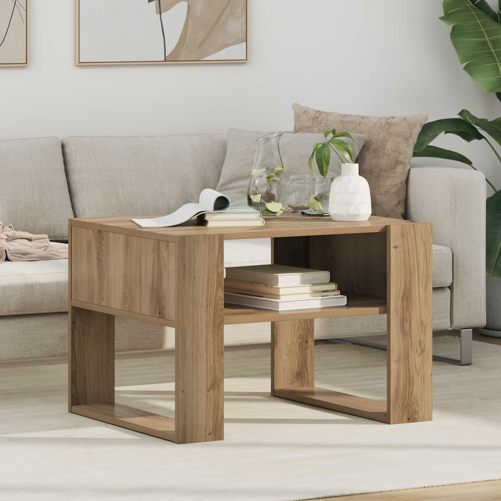 Τραπεζάκι σαλονιού με αποθήκευση Artisan Oak 66 x 53 x 45 εκ. - Pakobazaar
