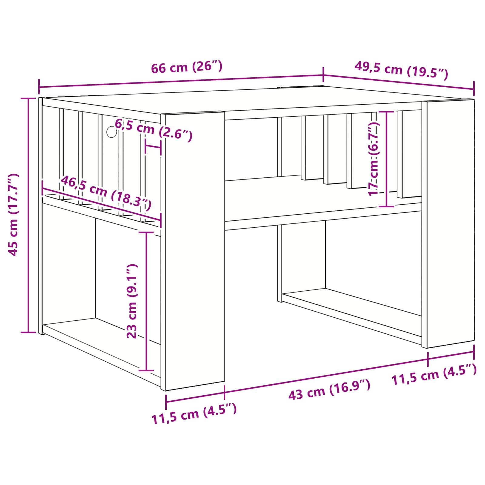 Τραπεζάκι σαλονιού Δρύς Sonoma 66 x 49,5 x 45 εκ. - Pakobazaar