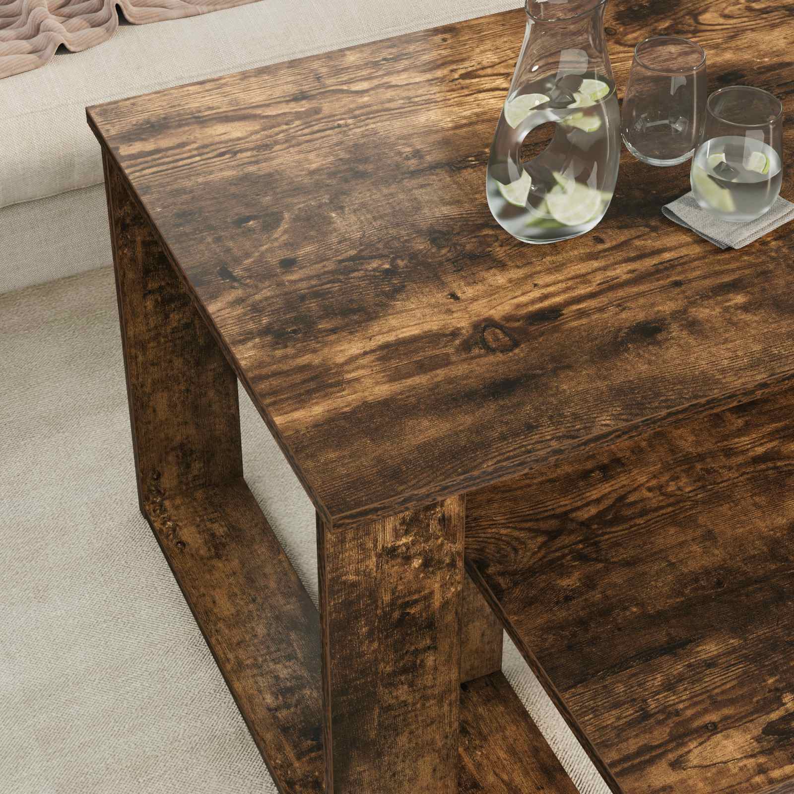 Σετ Τραπεζιού Για Καφέ 2 pcs Καπνιστό Δρύς Επεξεργασμένο ξύλο