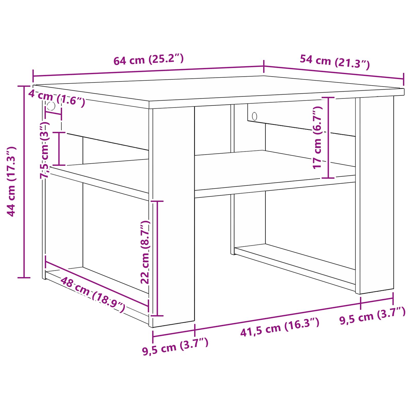 Τραπεζάκι σαλονιού με αποθήκευση Δρύς Sonoma 64 x 54 x 44 εκ - Pakobazaar