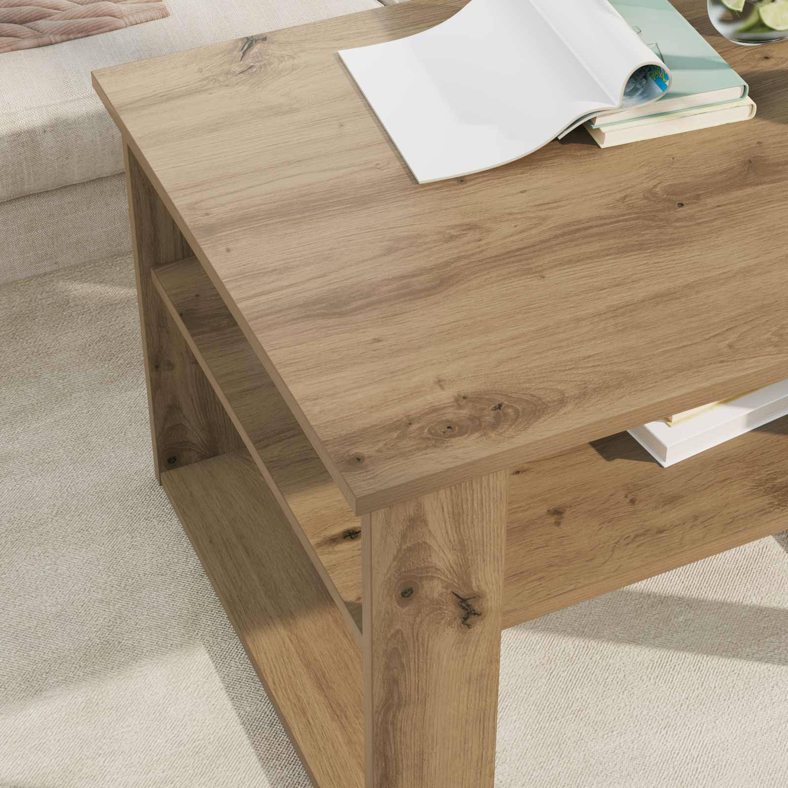 Τραπεζάκι σαλονιού με αποθήκευση Artisan Oak 64 x 54 x 44 εκ - Pakobazaar