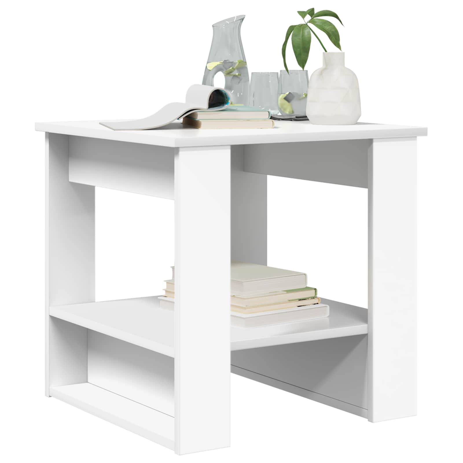 Τραπεζάκι σαλονιού Λευκό 51 x 50 x 50 εκ. Επεξεργασμένο ξύλο